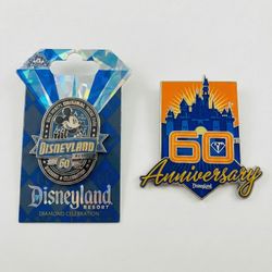 Disneyland 60th Anniversary Diamond Celebration Pins & Buttons Bundle
