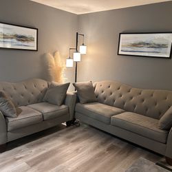 Gray Sofa and Loveseat Set-Excellent 