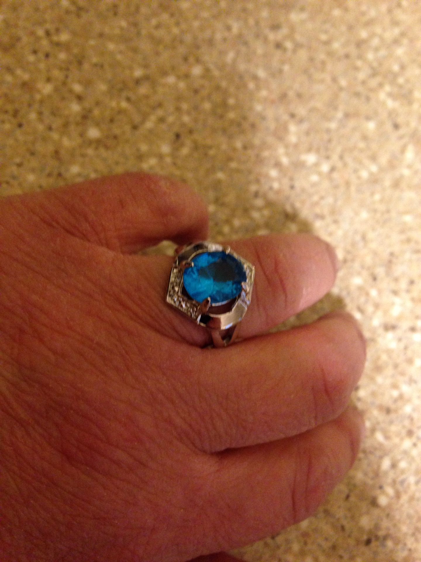 Turquoise Color Silver Plated Ring Size 9. Brand New