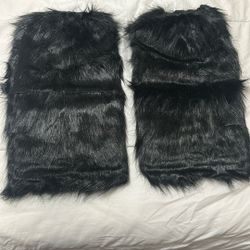 Cozy Girl Faux Fur Leg Warmers – Black 🖤 ✨ Brand new