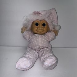 Troll Doll 12" Russ Vintage Troll Kidz Toy Stuffed Animal 1990 W/pink Pajamas 