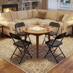 Homy Casa NOLA 4PC Modern Steel Frame Folding Chair in Black