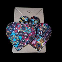 Colorful circle and  heart earrings                               