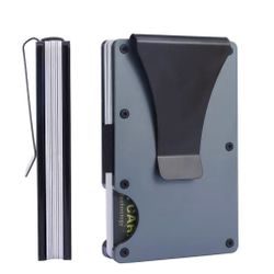 Men's Slim Wallet Front Pocket RFID Blocking Credit Card Holder Minimalist Wallet Aluminum Alloy Wallet With Money Clip