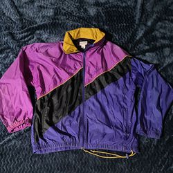 Vintage Reebok Full Zip Lined Windbreaker Jacket Size Medium Colorblock 90s