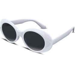Sunglasses White Oval Clout Goggles For Women And Men (37)