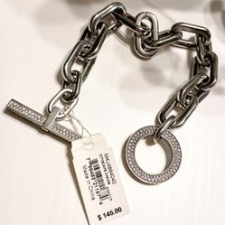 Michael Kors Silver Rhinestone Chunky Chain Bracelet Women's