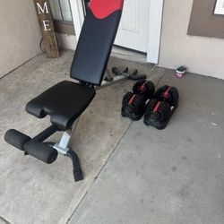 Bowflex adjustable weights 5-52.5lbs plus Bowflex adjustable bench 
