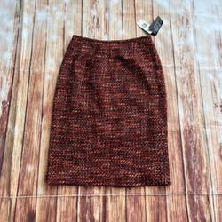 Kasper Women’s Tweed Pencil Skirt Turin Deep Choco Size 4