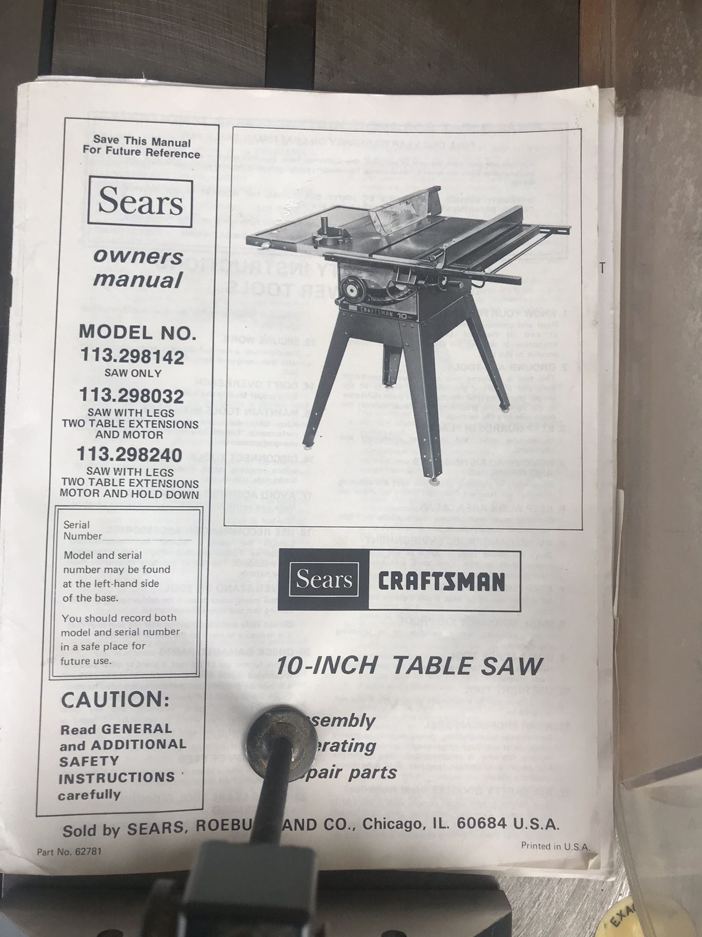 Craftsman 10” table saw