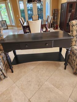 Sofa Table with Computer Pull Out Shelf And Power Cord Access