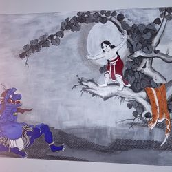 Girl And Blue Demon Painting 