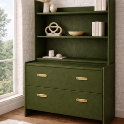 Green Hutch Dresser – Solid Wood, 2 Piece, Tons of Storage
