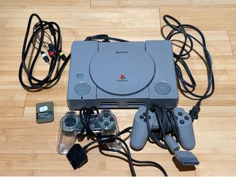 Sony PlayStation 1 SCPH-5501 Tested Working Bundle – 2 Controllers + Memory Card
