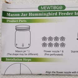 Mewtogo Mason Jar Hummingbird Feeder