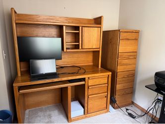 Desk and Filing Cabinet