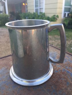 Vintage pewter glass bottom beer mug