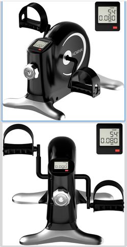 Under Desk Bike Pedal Exerciser, Mini Exercise Bike for Arm/Leg Exercise, Portable Peddler with LCD Display