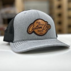 Custom Trucker Leather Patch Hat | Personalized Logo Snapback Hat
