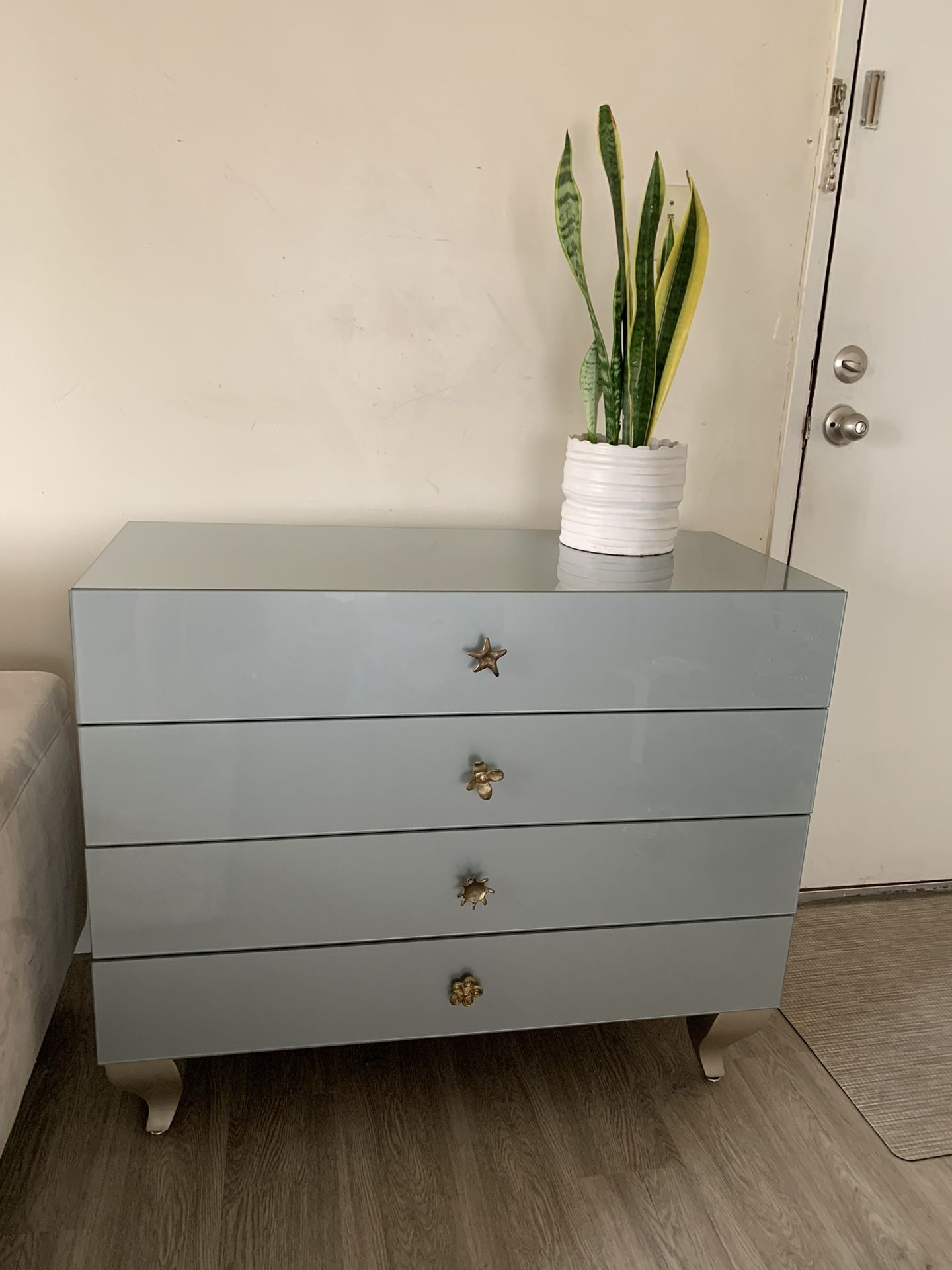 Light Grey Color Glass Dresser 
