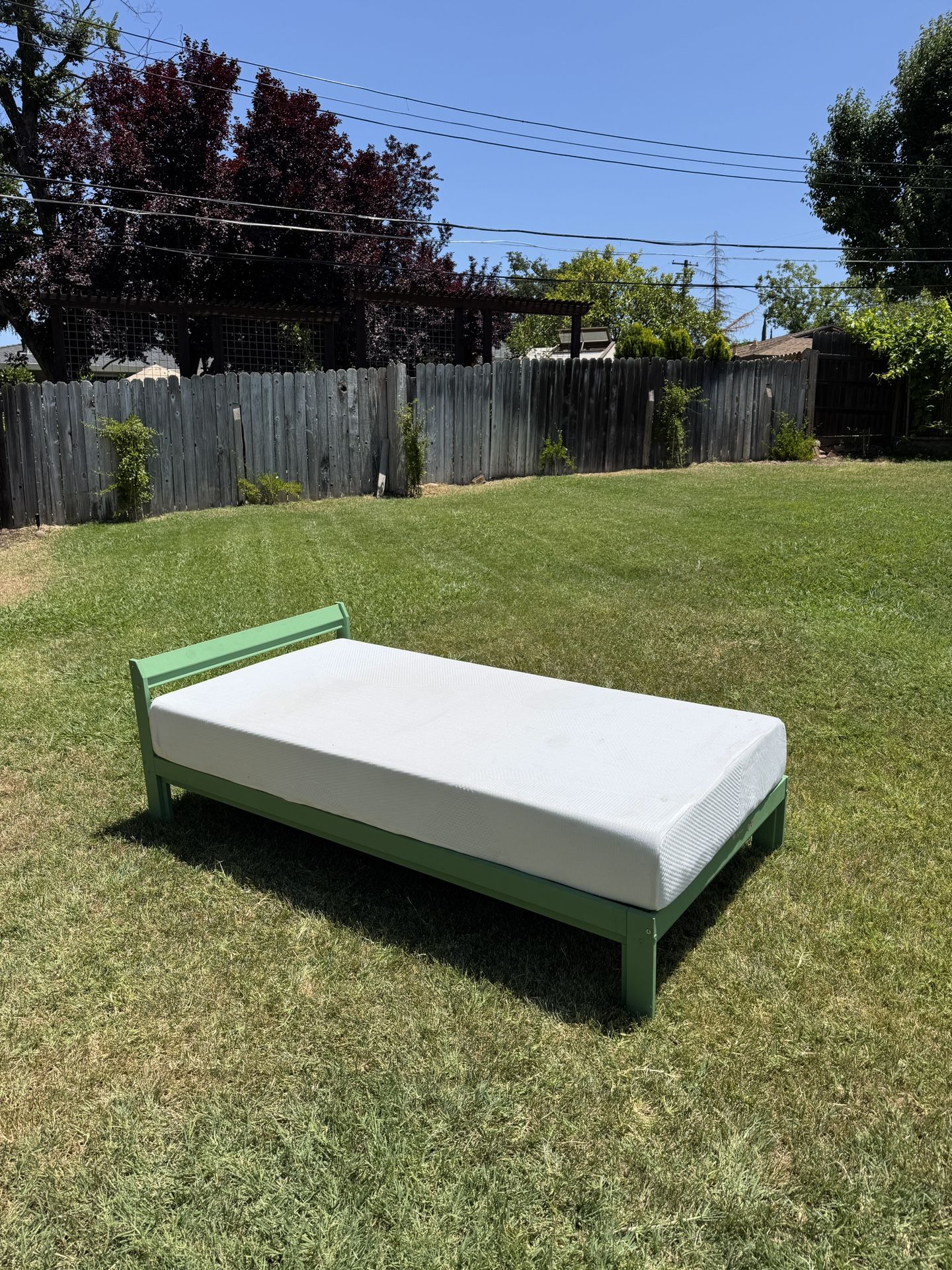 Green Wooden Twin Bed frame With Mattress