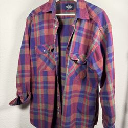 Vintage Woolrich Flannel Shirt Large Plaid Long Sleeve Button Up Wool USA