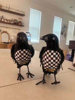MacKenzie-Childs Courtly Check Crow Figurines Set of 2