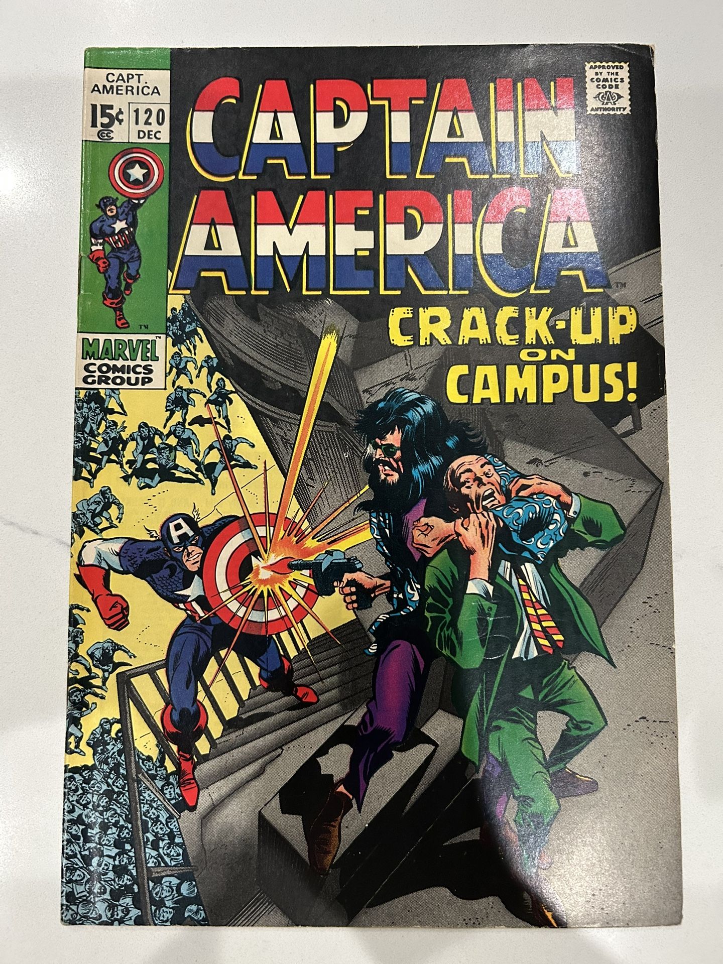 Captain America 120, 4th Falcon App. Beautiful VF-1969 Silver Age Marvel 🇺🇸 