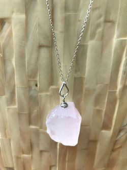 Rose quartz pendant with sterling silver chain 20 inches