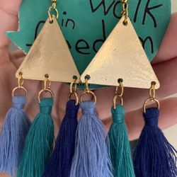 Gold plated Triangle Tassel Earrings