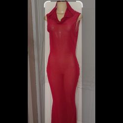 Sheer Maxi Dress in Burgundy