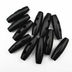  50pcs Black 2 Hole Scrapbooking Sewing Wood Toggle Buttons Stained Chery Oval 35x11mm(1-3/8x7/16”)