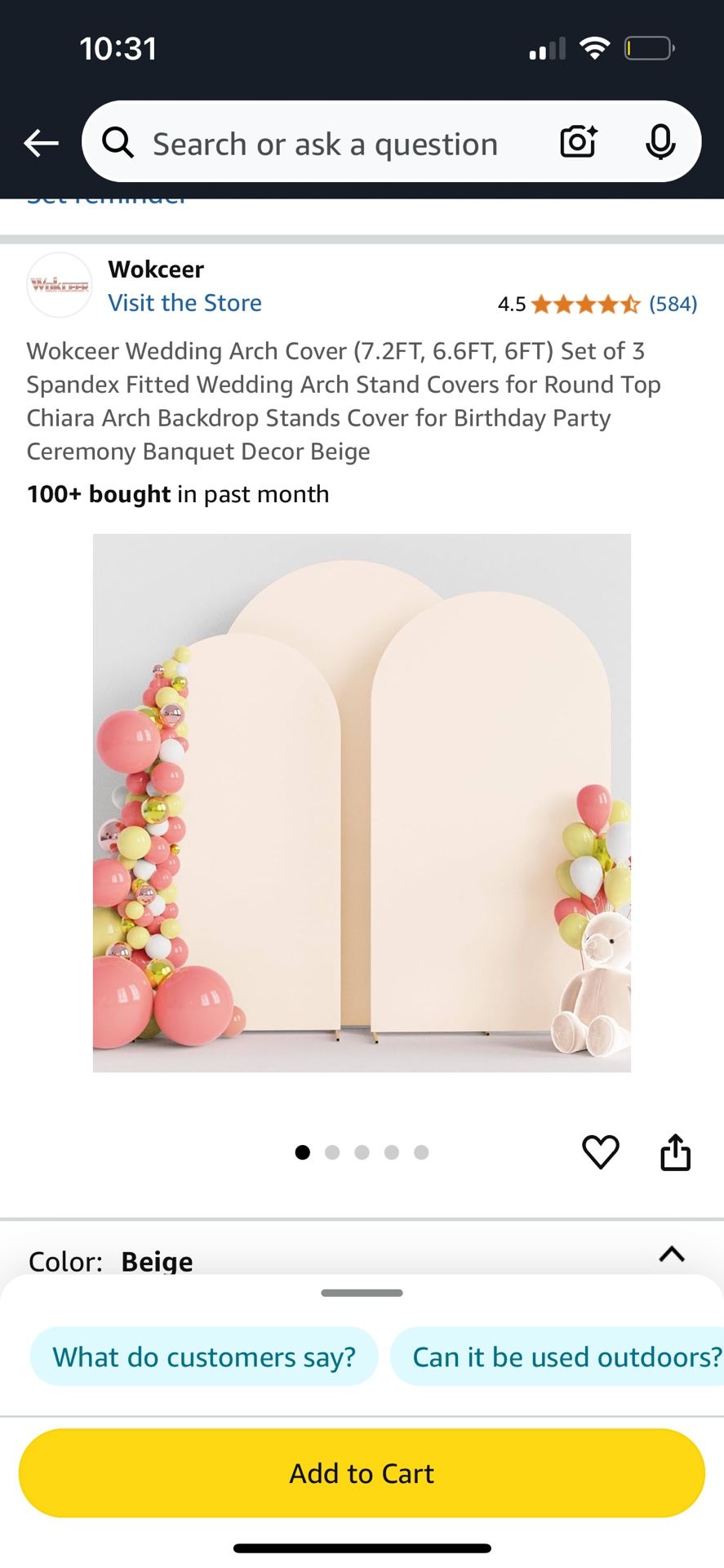 Three Piece Beige Arch Cover