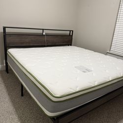 King Bed Frame + Memory Foam Mattress – Like New
