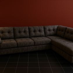 Grey Tuffed Microfiber Sectional W/ Chaise CLEAN + COMFY