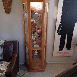 NOW $20.00!  Oak & Glass Curio / Display Cabinet 