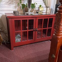 Farmhouse Vintage Red tv stand cabinet. 80.00