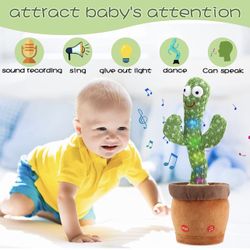 Kids Dancing Talking Cactus Toys for Baby Boys and Girls, Talking Sunny Cactus Toy Electronic Plush Toy Singing, Record & Repeating What You Say with