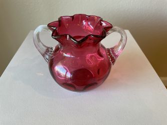 LG Wright Cranberry Glass Thumbprint Sugar