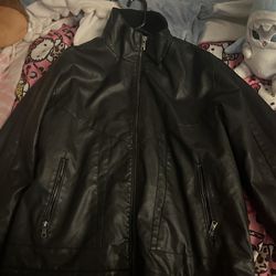 Black large leather jacket