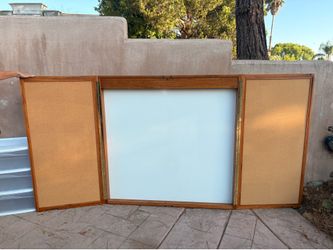 BEST-RITE WOOD CONFERENCE ROOM CABINET, DRY ERASE/CORK BOARDS, 48 X 5 X 48