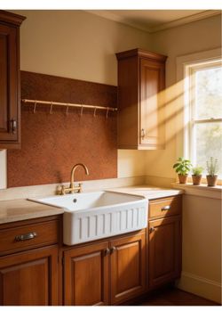 Brand new aged copper finish stainless steel range hood backsplash