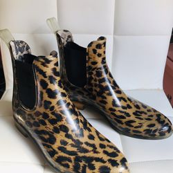 J.Crew Chelsea Cheetah Print Rubber Boots 