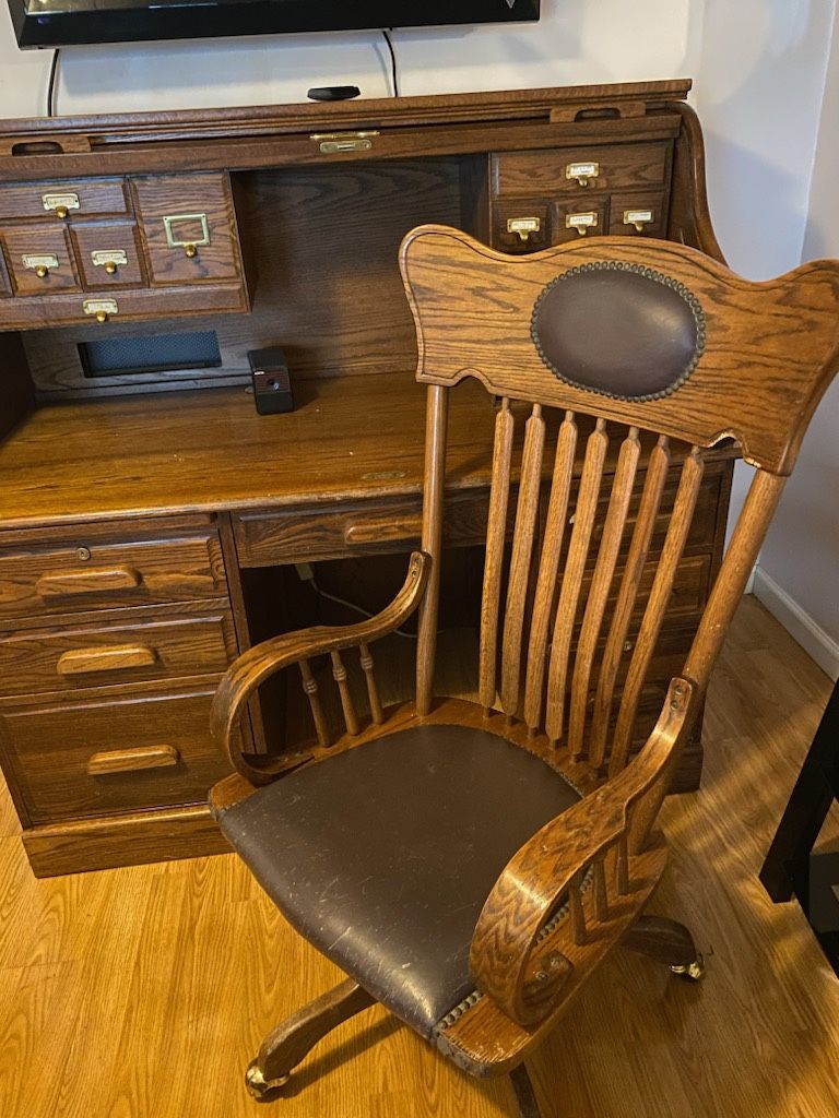 Roll Top Desk And Chair