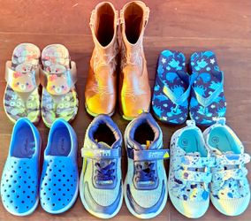 Toddler Shoe Lot Size 9 10 11 12 - 6 Pairs Boys Clogs Boots Sneakers