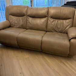 Leather Reclining Sofa and Love Seat