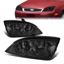 05-07 Ford Focus Smoked Lens Headlights With Clear Corners, Luces Aumadas