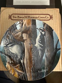 Edwin M. Knowles "The Downy Woodpecker" Collector Plate