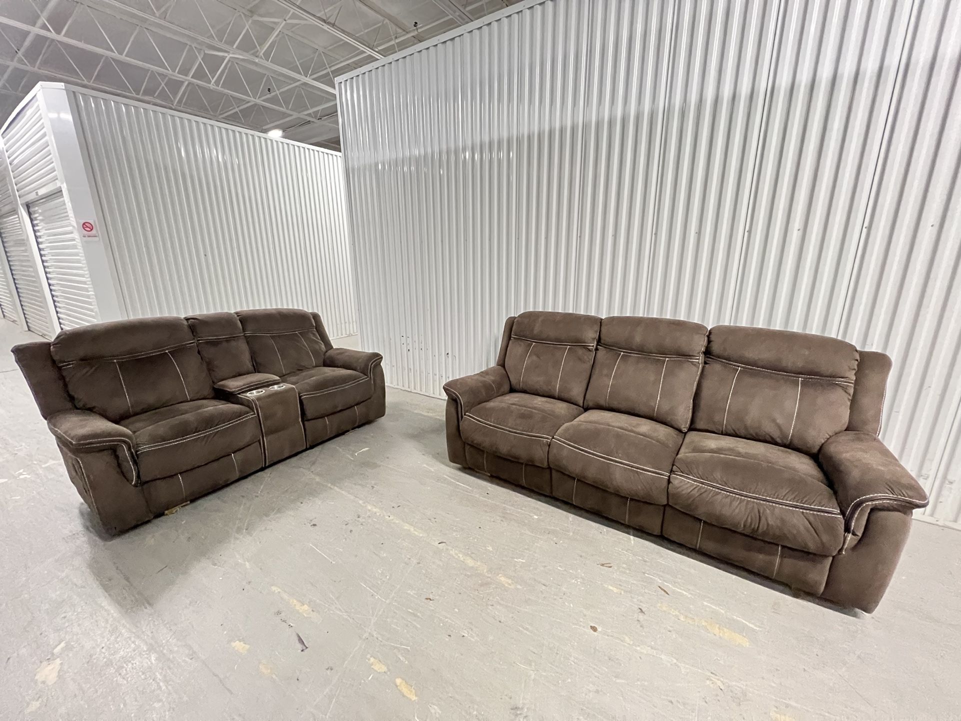 Microfiber Reclinable Set (sofa & Loveseat) Free Delivery