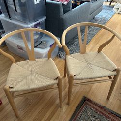 Wooden & Woven Kitchen Or Dining Chairs